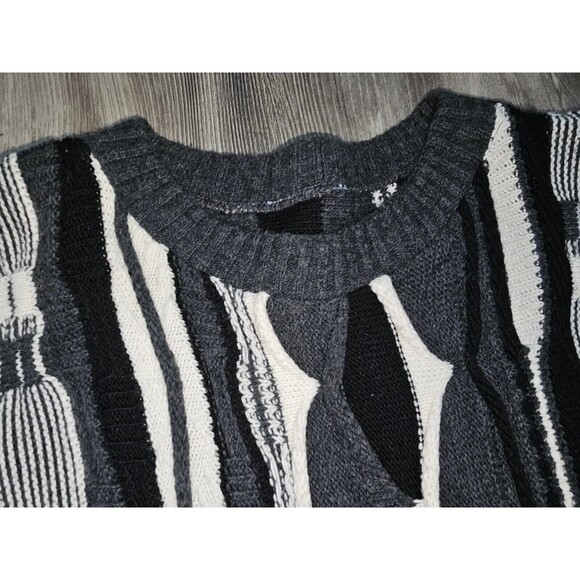 Vtg Mens 2XL Cosby Style Biggie 3D Textured Dad Sweater Geometric Hip Hop 90s - Picture 7 of 11